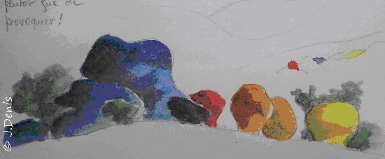 Rochers peints à Aït-Mansour - Aquarelle de Jacques Denis -début 2020