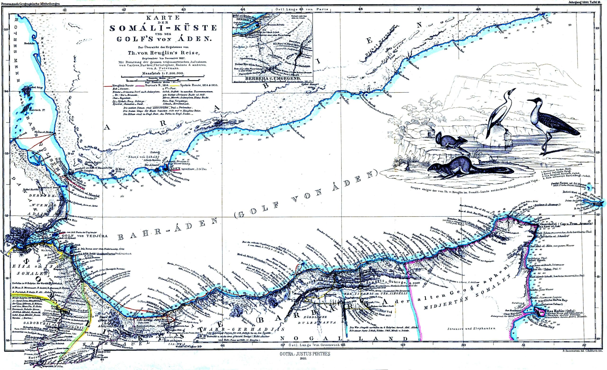 Golfe d'Aden - Carte allemande de 1860 - Domaine public, https://commons.wikimedia.org/w/index.php?curid=621724